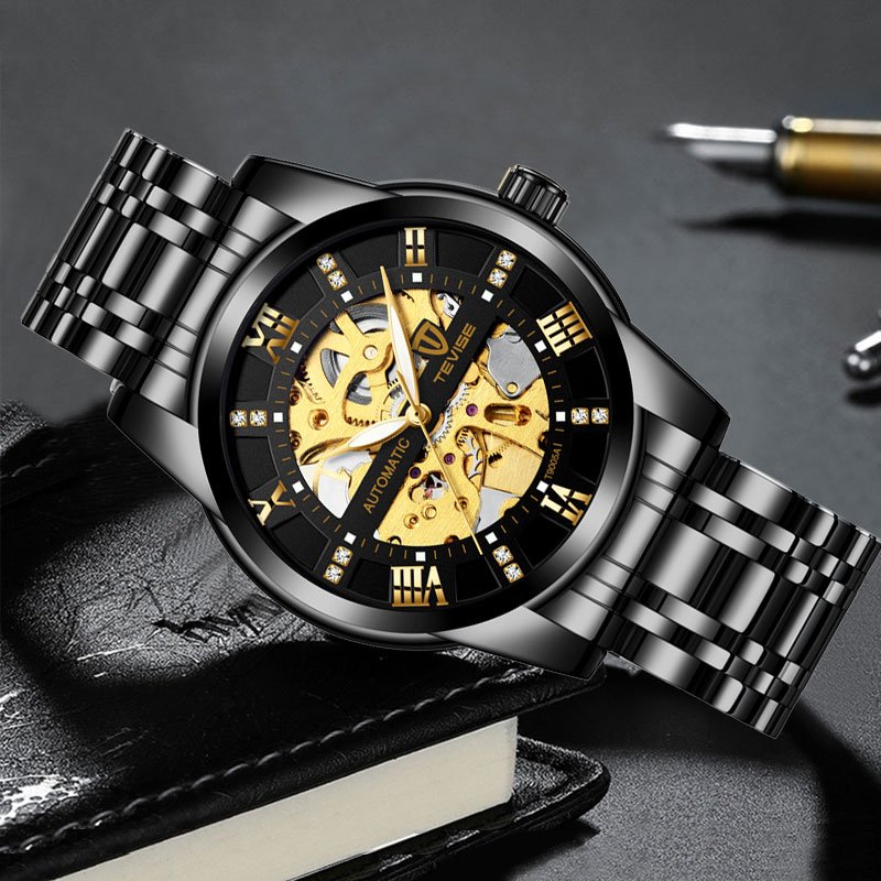 [✔]Original Tevise Watch,Men Watches Male Luxury Automatic Mechanical Watch Men’s Watch, Waterproof Watch Full Steel Business Watch For Men, Luminous Watch