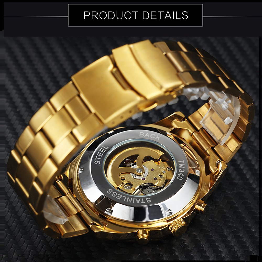 [✔]Winner Original Luxury Men's Casual Watch,Fashion Luminous Waterproof Watch,Skull Hollow Automatic Mechanical Watch