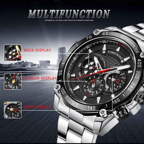 [✔]Forsining Original Men Watches Male Luxury Automatic Mechanical Watch Men Waterproof Full Steel Business Watch