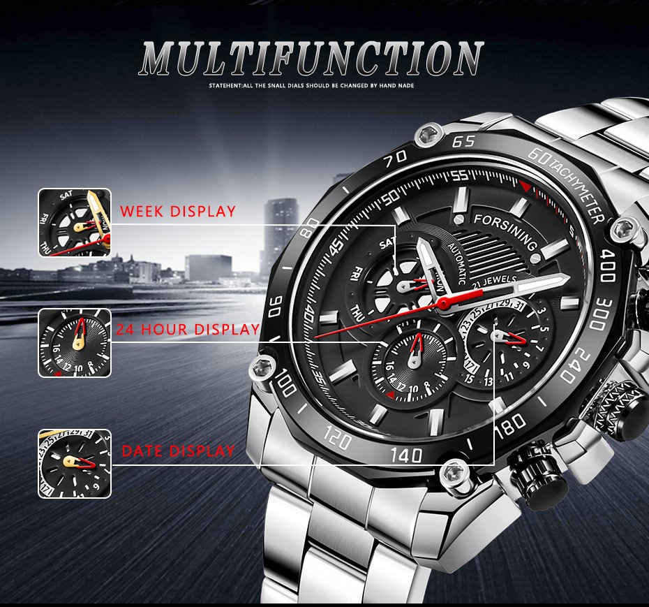 [✔]Forsining Original Men Watches Male Luxury Automatic Mechanical Watch Men Waterproof Full Steel Business Watch
