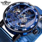 [✔]Winner Original Luxury Men's Stainless Steel Watches, Fashion Hollow Casual Business Watches, Manual Mesh Strap Mechanical Watches,Men’s Watch