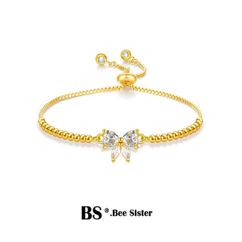 Luxury Jewelry, BS Bee Sister Watch Accessories, Fashion Butterfly Diamond Adjustable Bracelet , Gifts for Girlfriend and Mother