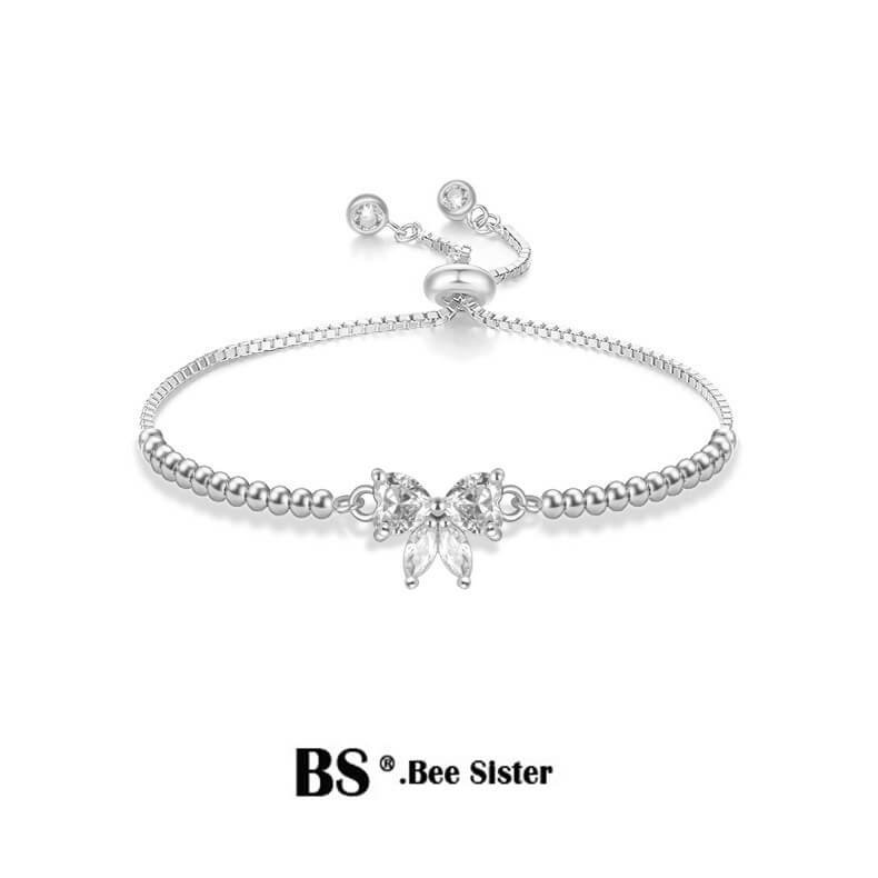 Luxury Jewelry, BS Bee Sister Watch Accessories, Fashion Butterfly Diamond Adjustable Bracelet , Gifts for Girlfriend and Mother