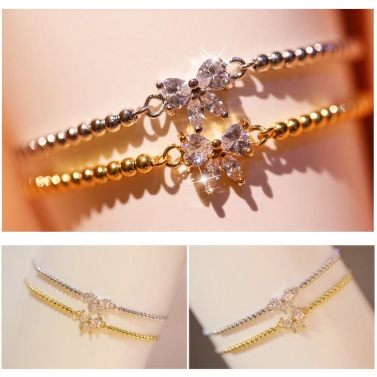 Luxury Jewelry, BS Bee Sister Watch Accessories, Fashion Butterfly Diamond Adjustable Bracelet , Gifts for Girlfriend and Mother