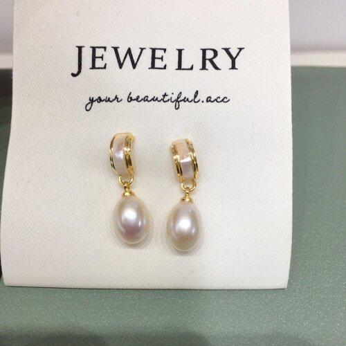 Fashion Women's Earrings, Luxury Jewelry, Natural Freshwater Pearl Earrings, Seashells, Teardrop Shaped Pearl Earrings, S925 Sterling Silver Earrings