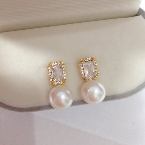 Fashion Women's Earrings, Luxury Jewelry, Natural Freshwater Pearl Earrings, Ice Crystal Zircon Earrings, Teardrop Shaped Pearl Earrings, S925 Sterling Silver Earrings