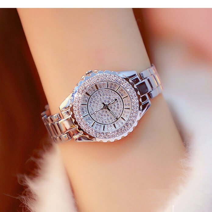 [✔]Bs Bee Sister Luxury Watch,  Fashion Women's Watch, Casual Wristwatch,Quartz Watch, Full Diamond Crystal Watch
