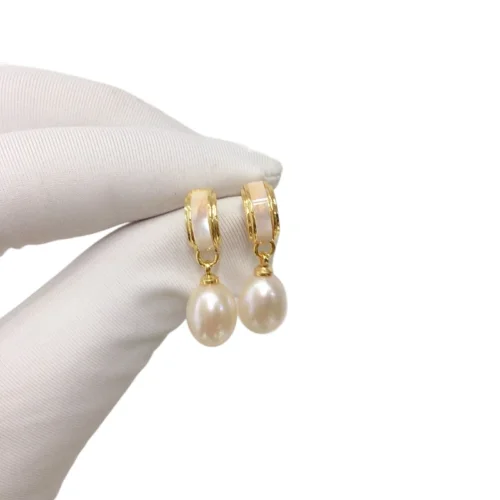 Fashion Women's Earrings, Jewelry, Natural Freshwater Pearl Earrings, Seashells, Teardrop Shaped Pearl Earrings, S925 Sterling Silver Earrings