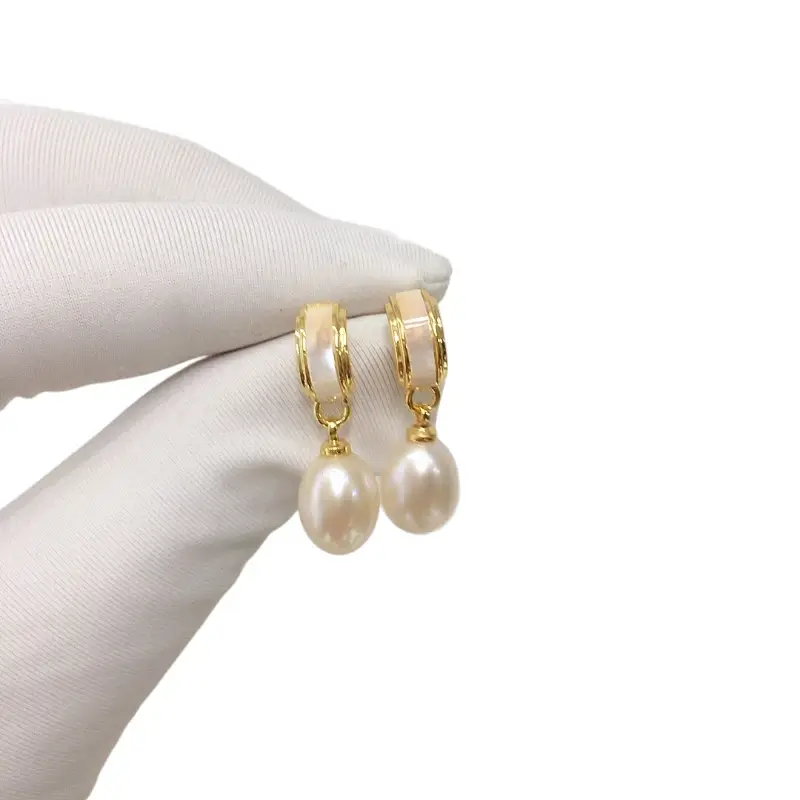 Fashion Women's Earrings, Jewelry, Natural Freshwater Pearl Earrings, Seashells, Teardrop Shaped Pearl Earrings, S925 Sterling Silver Earrings