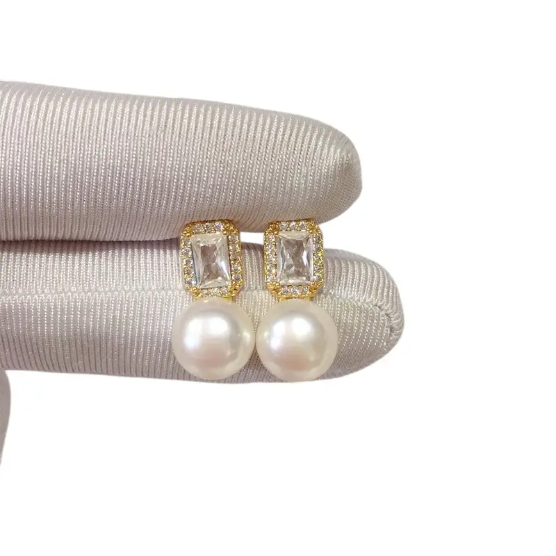 Fashion Women's Earrings, Jewelry, Natural Freshwater Pearl Earrings, Ice Crystal Zircon Earrings, Teardrop Shaped Pearl Earrings, S925 Sterling Silver Earrings