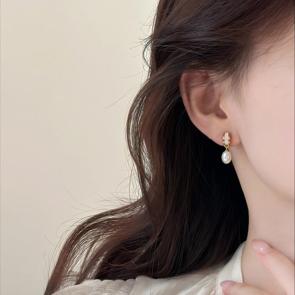 Fashion Women's Earrings, Luxury Jewelry, Natural Freshwater Pearl Earrings, Seashells, Teardrop Shaped Pearl Earrings, S925 Sterling Silver Earrings