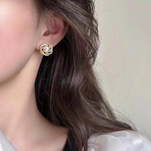 Fashion Women's Earrings, Luxury Jewelry, Natural Freshwater Pearl Earrings,Ice Crystal Zircon Flower Earrings, S925 Sterling Silver Earrings