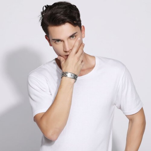 Women's Bracelet Men's Bracelet Cross Double Row Titanium Steel Stainless Steel Couple's Bracelet