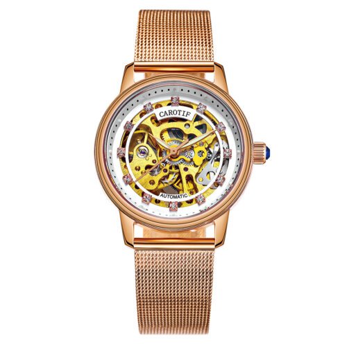 [✔] CAROTIF Luxury Women's Watch, Stylish Automatic Mechanical Watch for Women, Hollow Waterproof Luminous Watch,  Fashion Women's Watch, Casual Wristwatch,Women Watches,Fashion Watch for Women