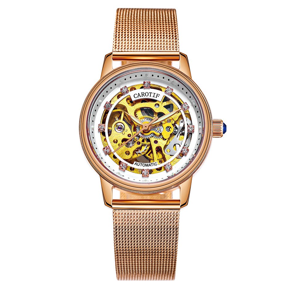 [✔] CAROTIF Luxury Women's Watch, Stylish Automatic Mechanical Watch for Women, Hollow Waterproof Luminous Watch,  Fashion Women's Watch, Casual Wristwatch,Women Watches,Fashion Watch for Women