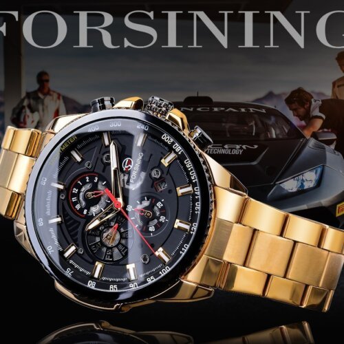 [✔]Forsining Original Men Watches Male Luxury Automatic Mechanical Watch Men's Watch, Waterproof Watch Full Steel Business Watch For Men