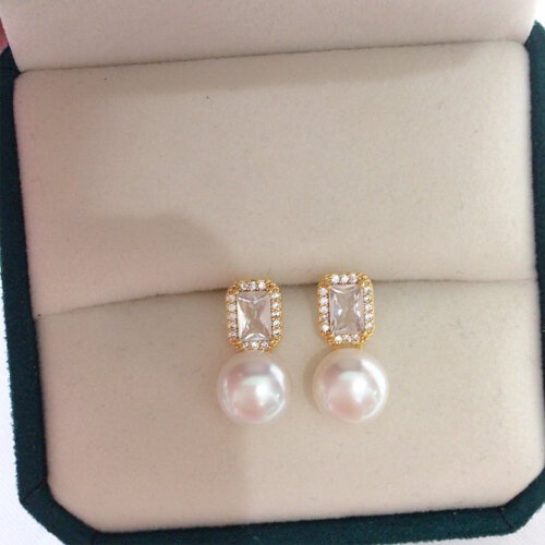 Fashion Women's Earrings, Luxury Jewelry, Natural Freshwater Pearl Earrings, Ice Crystal Zircon Earrings, Teardrop Shaped Pearl Earrings, S925 Sterling Silver Earrings