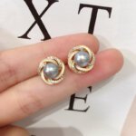 Fashion Women's Earrings, Luxury Jewelry, Natural Freshwater Pearl Earrings,Ice Crystal Zircon Flower Earrings, S925 Sterling Silver Earrings