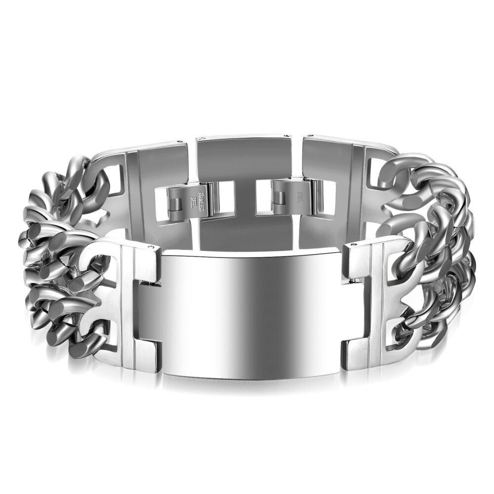Women's Bracelet Men's Bracelet Cross Double Row Titanium Steel Stainless Steel Couple's Bracelet