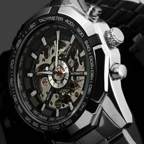 [✔]Winner Original Authentic Full Hollow Men's Automatic Mechanical Watch, Men Business Watch