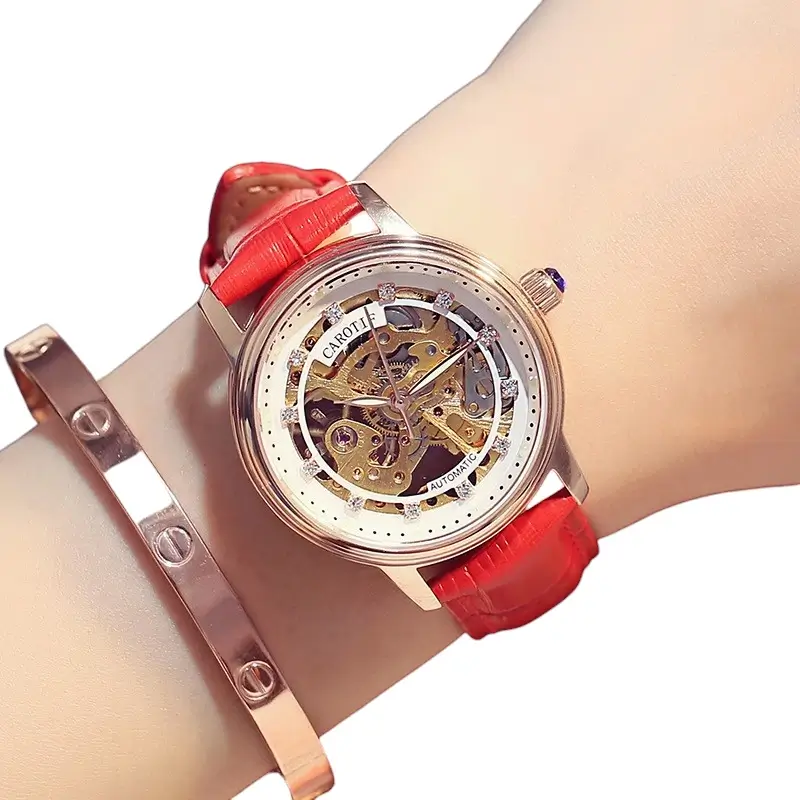 [✔] CAROTIF Women's Watch, Stylish Automatic Mechanical Watch for Women, Hollow Waterproof Luminous Watch,Fashion Women's Watch, Casual Wristwatch,Women Watches,Fashion Watch for Women
