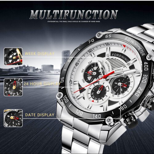 [✔]Forsining Original Men Watches Male Luxury Automatic Mechanical Watch Men Waterproof Full Steel Business Watch