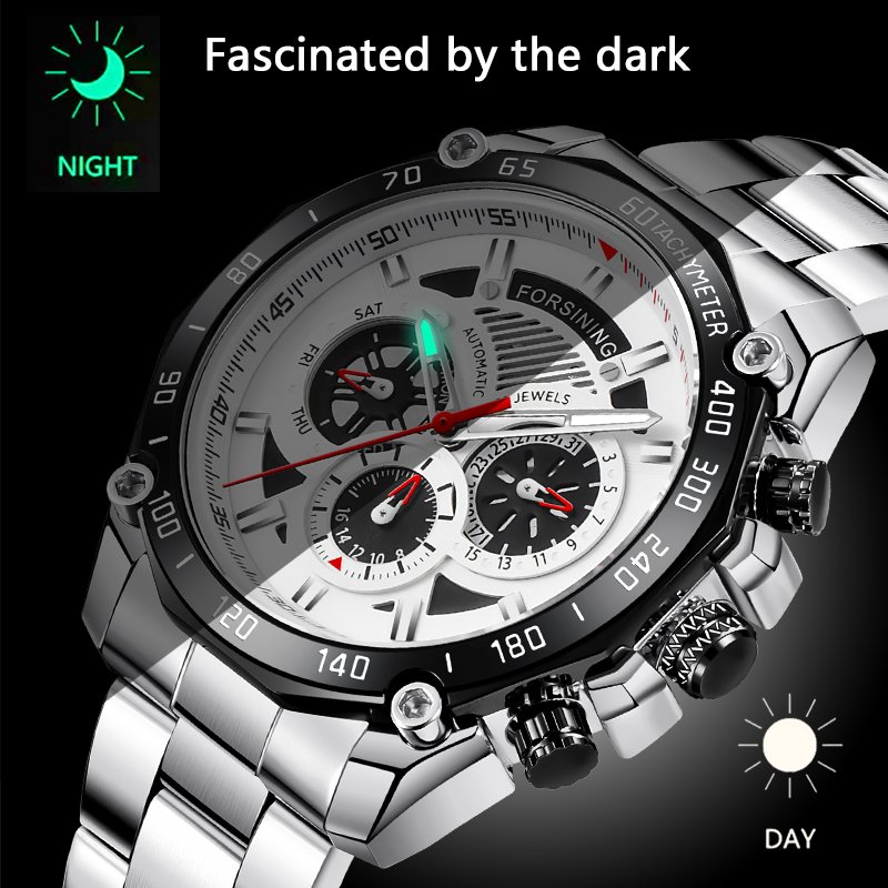 [✔]Forsining Original Men Watches Male Luxury Automatic Mechanical Watch Men Waterproof Full Steel Business Watch