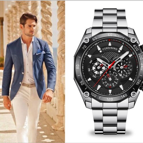 [✔]Forsining Original Men Watches Male Luxury Automatic Mechanical Watch Men Waterproof Full Steel Business Watch