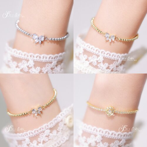 Luxury Jewelry, BS Bee Sister Watch Accessories, Fashion Butterfly Diamond Adjustable Bracelet , Gifts for Girlfriend and Mother
