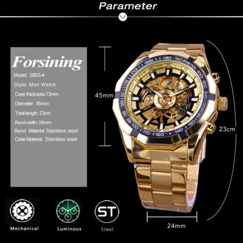 [✔]Forsining Original Men Watches Male Luxury Men's Watch, Waterproof Watch Full Steel Business Watch For Men,Luxury Men's Watch, Automatic Mechanical Watch