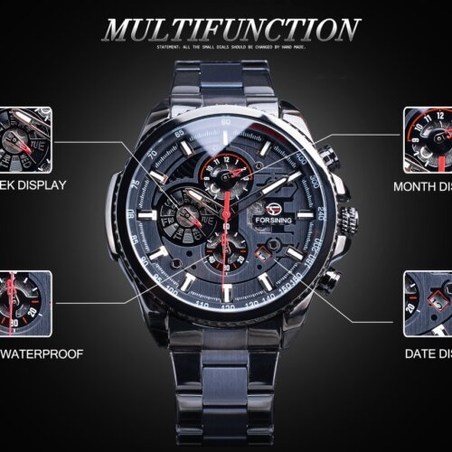 [✔]Forsining Original Men Watches Male Luxury Automatic Mechanical Watch Men's Watch, Waterproof Watch Full Steel Business Watch For Men