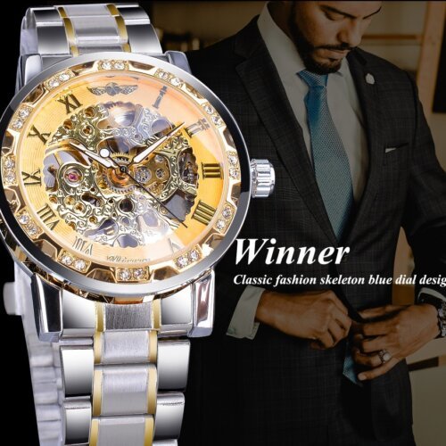[✔]Winner Original Men Watches Male Luxury Mechanical Watch Men's Watch, Full Steel Business Watch For Men