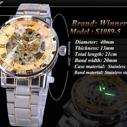 [✔]Winner Original Men Watches Male Luxury Mechanical Watch Men's Watch, Full Steel Business Watch For Men