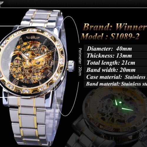 [✔]Winner Original Men Watches Male Luxury Mechanical Watch Men's Watch, Full Steel Business Watch For Men