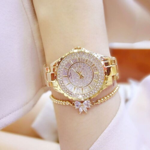 [✔]Bs Bee Sister Luxury Watch,  Fashion Women's Watch, Casual Wristwatch,Quartz Watch, Full Diamond Crystal Watch