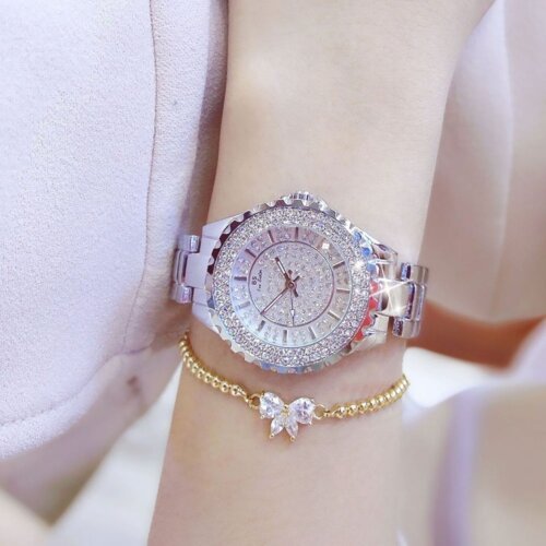 [✔]Bs Bee Sister Luxury Watch,  Fashion Women's Watch, Casual Wristwatch,Quartz Watch, Full Diamond Crystal Watch