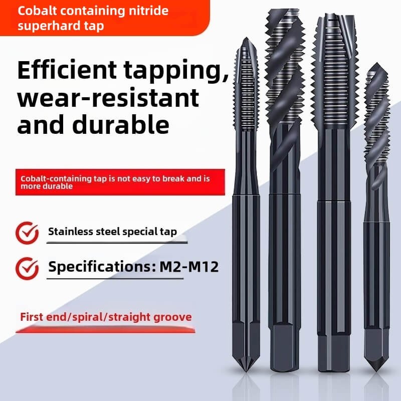 Cobalt Containing Nitride Superhard Tap Standard Spiral/Straight Fluted Tap M2 M3 M4 M5 M6 M7 M8 M9 M10 M11 M12 Metric Machine Screw Thread Taps Tip Tap