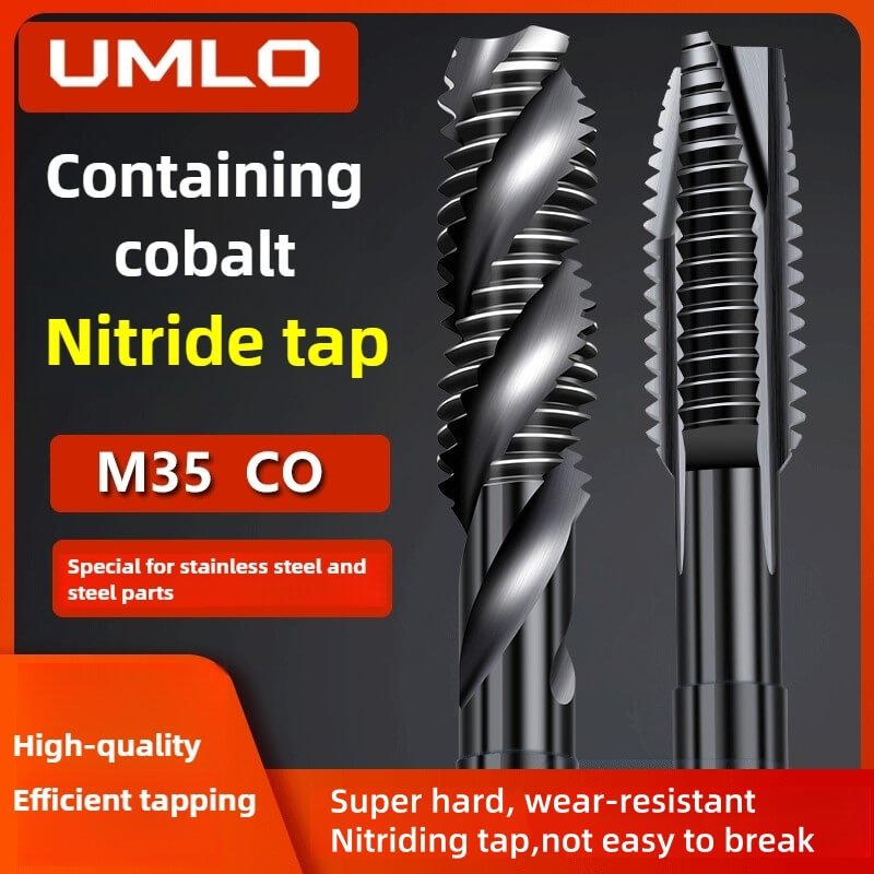 1 UMLO Cobalt Containing Nitride Superhard Tap Spiral/Straight Fluted Tap M1 M2 M3 M4 M5 M6 M7 M8 M9 M10 M11 M12 M14 M16 Machine Screw Thread Taps Tip Tap Special for Stainless Steel