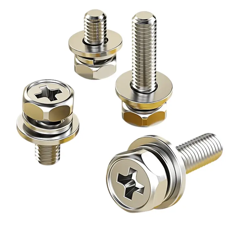 1_sg-11134201-7rd6e-m6t7qu3ez0ngd4 M3M4M5M6M8M10 Nickel Plated Cross Hexagon Screw Flat Washer Spring Washer Set, Bolt, Recessed Screw