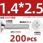 M1.4/M1.6/M2/M2.5/M3/M3.5/M4/M5/M6 M8 M10 M12 Screw 304 Stainless Steel Cross Head Flat Head Screws, Horn Countersunk Head Screw Small Bolt