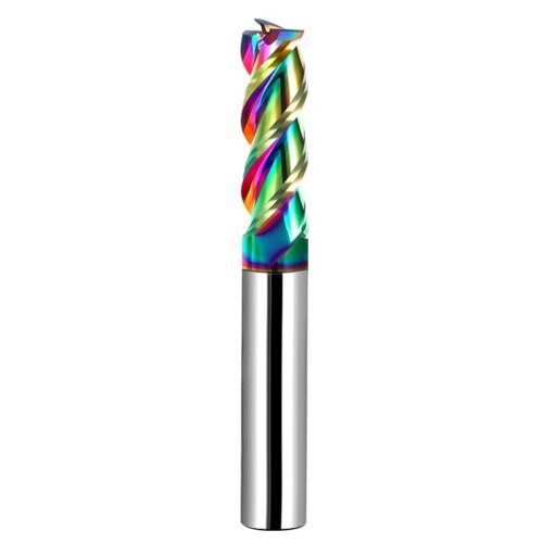 Colorful High Gloss Hard Alloy Milling Cutter HRC55 3 Flutes Tungsten Carbide End Mill Aluminium Milling Bit DLC Endmill Metal CNC Cutter for Aluminun