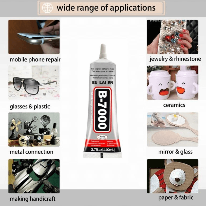 B7000 Jewelry Glue for Jewelry Making, 50ML/1.69 fl oz Clear B-7000 Glue Rhinestone, Multipurpose Super Adhesive for Phone Repair Nail Art Wood Glass Charms