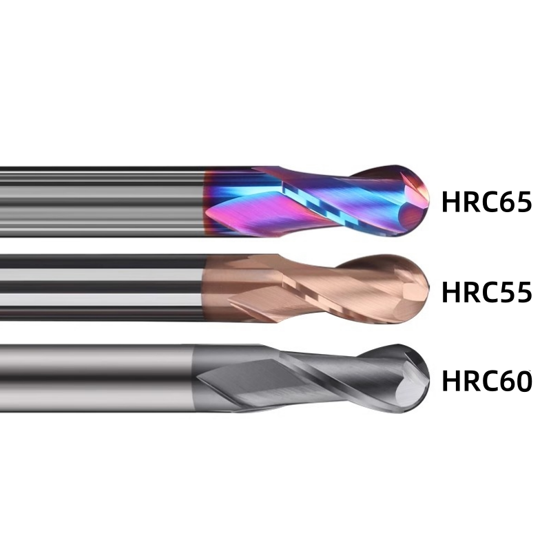 6 - black HRC60 HRC55°/HRC65° R0.5mm - R3mm Cutting Router 2 Flutes Tungsten Steel Ball End Milling Cutter, CNC Milling Cutter Machine Milling Tools Ball Nose End Mill,Nano-Coated Micrograin Carbide Ball Nose End Mill