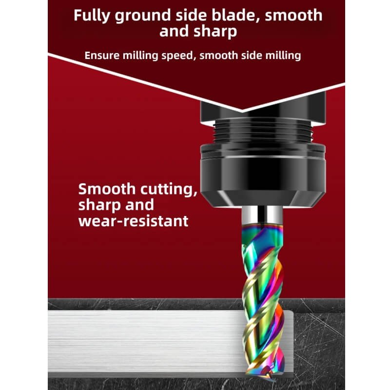 Colorful High Gloss Hard Alloy Milling Cutter HRC55 3 Flutes Tungsten Carbide End Mill Aluminium Milling Bit DLC Endmill Metal CNC Cutter for Aluminun