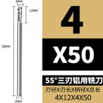 3 Flutes HRC55 Carbide End Mill CNC Cutting Tools Alloy Carbide Milling EndMills Tungsten Steel Milling Cutter Square Router Bit for Aluminum Alloy