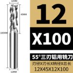 3 Flutes HRC55 Carbide End Mill CNC Cutting Tools Alloy Carbide Milling EndMills Tungsten Steel Milling Cutter Square Router Bit for Aluminum Alloy