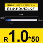 HRC55°/HRC65° R0.5mm - R3mm Cutting Router 2 Flutes Tungsten Steel Ball End Milling Cutter, CNC Milling Cutter Machine Milling Tools Ball Nose End Mill,Nano-Coated Micrograin Carbide Ball Nose End Mill