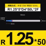 HRC55°/HRC65° R0.5mm - R3mm Cutting Router 2 Flutes Tungsten Steel Ball End Milling Cutter, CNC Milling Cutter Machine Milling Tools Ball Nose End Mill,Nano-Coated Micrograin Carbide Ball Nose End Mill