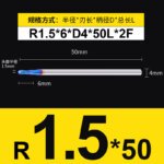 HRC55°/HRC65° R0.5mm - R3mm Cutting Router 2 Flutes Tungsten Steel Ball End Milling Cutter, CNC Milling Cutter Machine Milling Tools Ball Nose End Mill,Nano-Coated Micrograin Carbide Ball Nose End Mill