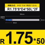 HRC55°/HRC65° R0.5mm - R3mm Cutting Router 2 Flutes Tungsten Steel Ball End Milling Cutter, CNC Milling Cutter Machine Milling Tools Ball Nose End Mill,Nano-Coated Micrograin Carbide Ball Nose End Mill